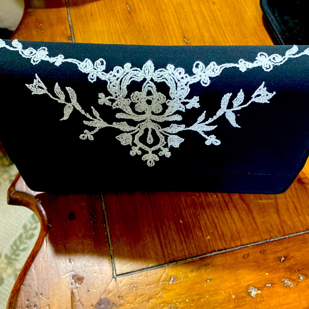 Escada Black Embroidered Clutch Bag